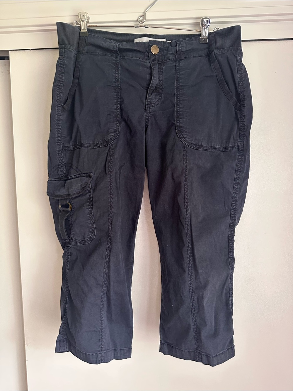 Navy Blue, Cropped Cargo Pants - size 8 Petite